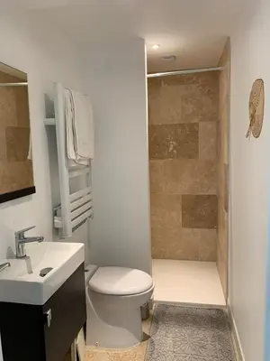 Salle de bains dans l'établissement Logement T2 et Véritable écrin de verdure en ville