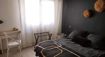 Un ou plusieurs lits dans un hébergement de l'établissement Chambre avec entrée Privée au calme, quartier Talensac