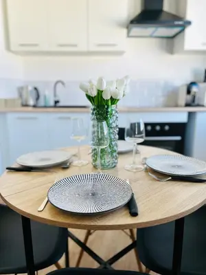 Cuisine ou kitchenette dans l'établissement Appartement proche Ancenis - Loire et Vélo