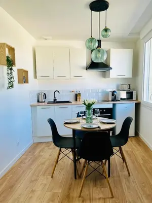 Cuisine ou kitchenette dans l'établissement Appartement proche Ancenis - Loire et Vélo