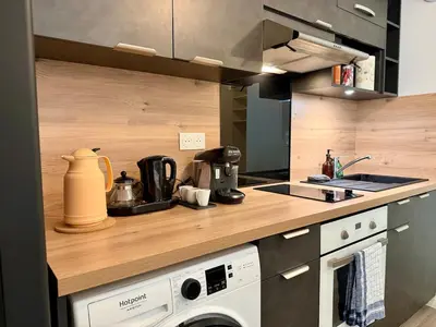 Cuisine ou kitchenette dans l'établissement Appartement Cosy Bord de Lac