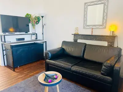 Coin salon dans l'établissement T1 cosy bien équipé, wifi, centre d'Angers avec Vayny