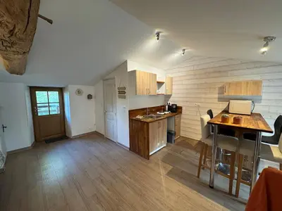 Cuisine ou kitchenette dans l'établissement Gîte du Cerisier - Studio nature détente