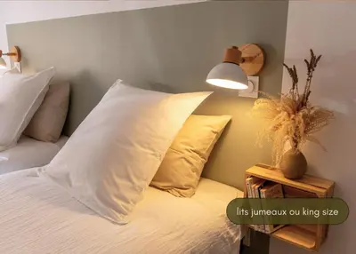 Un ou plusieurs lits dans un hébergement de l'établissement Gîte groupe 21 pers - Idéal Famille Amis Pro - Atelier ludique - Espace réceptiion séminaire - 30 mn PuyduFou