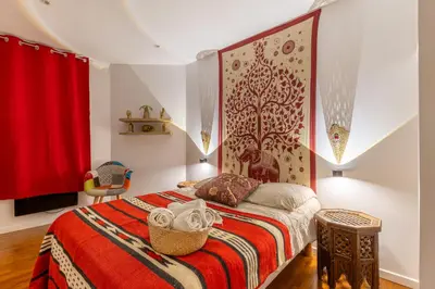 Un ou plusieurs lits dans un hébergement de l'établissement Appartement 4 à 6 personnes - 15min du parc