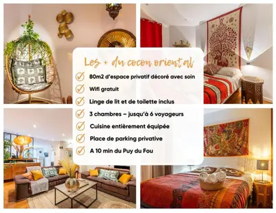 Un ou plusieurs lits dans un hébergement de l'établissement Appartement 4 à 6 personnes - 15min du parc