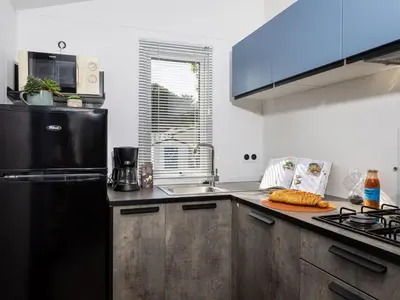 Cuisine ou kitchenette dans l'établissement Mobil home avec terrasse pour 5 pers, St-Jean-de-Monts - API-1-52-983
