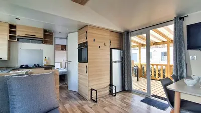 Cuisine ou kitchenette dans l'établissement Les Pins Dorés- F125S - Clim- Animaux- Camping 4
