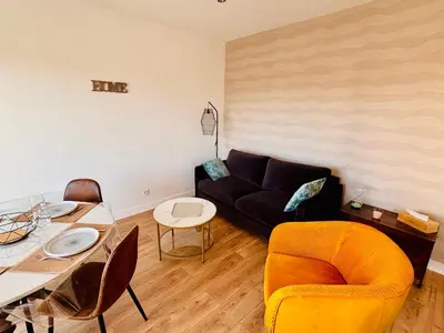 Coin salon dans l'établissement Charmant T2 entre Plage & Forêt