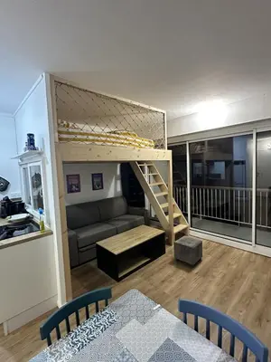 Un ou plusieurs lits dans un hébergement de l'établissement Appartement Pornic plage Noëveillard à pied