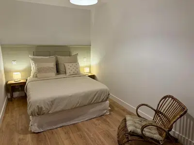 Un ou plusieurs lits dans un hébergement de l'établissement L'escapade océane, maison cosy, proche plage