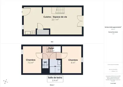 Plan de l'établissement Maison pour 4 avec terrasse à 200m de la plage
