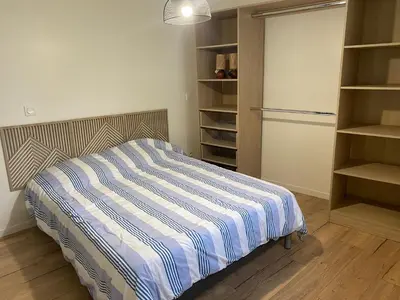 Un ou plusieurs lits dans un hébergement de l'établissement Appartement Le Pellerin 2ch et 2sdb