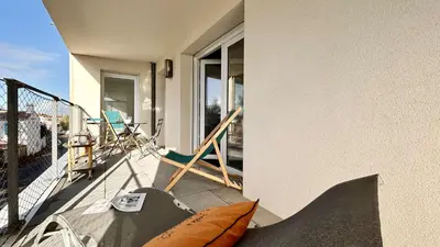 Balcon ou terrasse dans l'établissement GU000-115 Appartement 2 pièces 2 couchages- la Guérinière