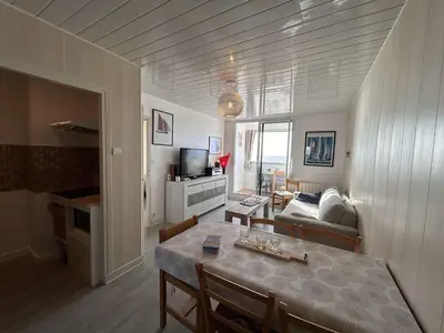 Télévision ou salle de divertissement dans l'établissement Superbe Appartement 3 pièces, 6 Couchages, Plage à 50m - FR-1-224C-365