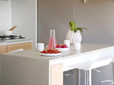 Cuisine ou kitchenette dans l'établissement Mobil-home avec terrasse à La Bernerie-en-Retz - API-1-52-1421