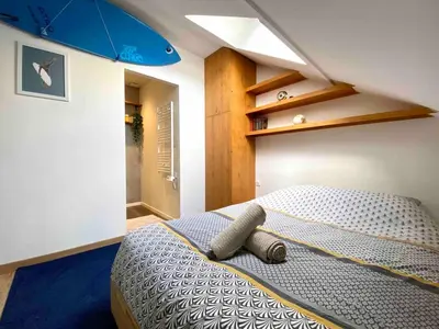 Un ou plusieurs lits dans un hébergement de l'établissement Bel appartement de charme, calme au centre ville MH