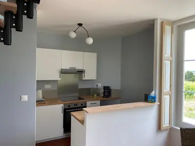 Cuisine ou kitchenette dans l'établissement Pavillon du XIXème au milieu des vignes