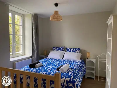 Un ou plusieurs lits dans un hébergement de l'établissement Charmant Gîte Vendéen avec Jardin - 6 Pers. - FR-1-426-605