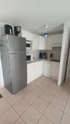 Cuisine ou kitchenette dans l'établissement La maison du lac
