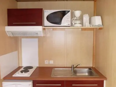 Cuisine ou kitchenette dans l'établissement Chalet douillet avec terrasse - 16m² pour 2 personnes - API-1-52-1729