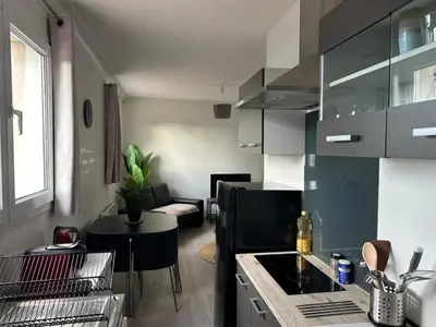 Cuisine ou kitchenette dans l'établissement Appartement situé dans le bourg de Pont Saint Martin 44860