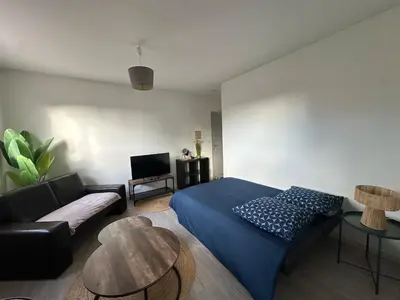 Télévision ou salle de divertissement dans l'établissement Appartement situé dans le bourg de Pont Saint Martin 44860