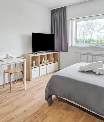 Télévision ou salle de divertissement dans l'établissement Studio rénové proche Nantes idéal séjour pro