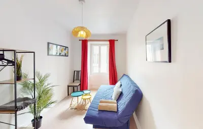 Coin salon dans l'établissement Lovely studio near Nantes city center