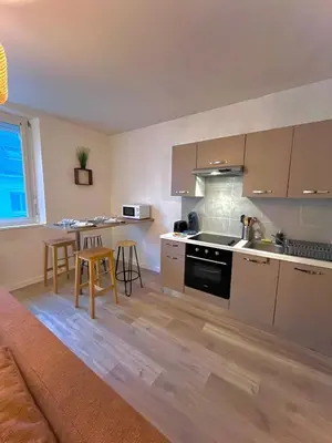 Cuisine ou kitchenette dans l'établissement La Palmeraie - T2 Saint-Nazaire