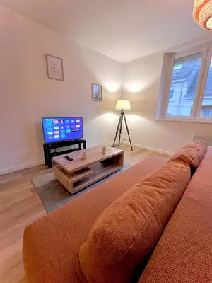 Télévision ou salle de divertissement dans l'établissement La Palmeraie - T2 Saint-Nazaire