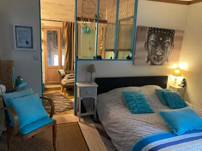 Un ou plusieurs lits dans un hébergement de l'établissement Chambres d'hôtes La Fougereuse