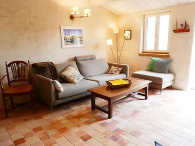 Coin salon dans l'établissement Charmante maison avec Wifi - 2 pers. - FR-1-224B-481