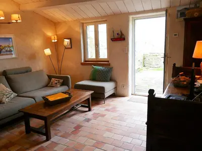 Coin salon dans l'établissement Charmante maison avec Wifi - 2 pers. - FR-1-224B-481