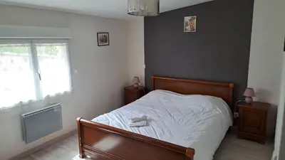 Un ou plusieurs lits dans un hébergement de l'établissement Mauleon Maison prive jardin 6 personnes