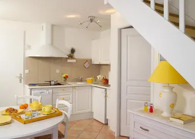 Cuisine ou kitchenette dans l'établissement Madame Vacances Les Maisons du Lac