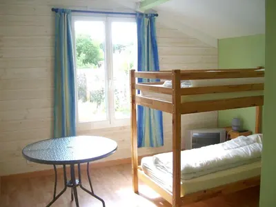 Un ou plusieurs lits dans un hébergement de l'établissement Villa ensoleillée à Saint Hilaire de Riez avec piscine privée