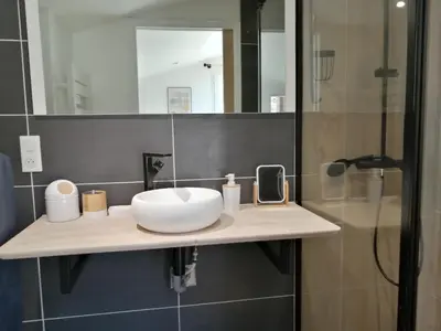 Salle de bains dans l'établissement La Basse Monniere