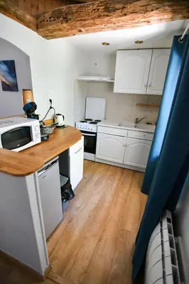 Cuisine ou kitchenette dans l'établissement Logis de la Clartière
