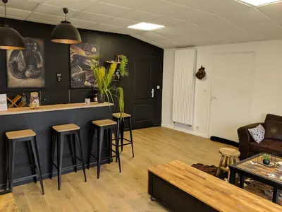Coin salon dans l'établissement Dépendance chaleureuse dans le vignoble nantais