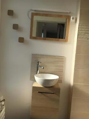 Salle de bains dans l'établissement GITE IZALIN AVEC SPA A 20 min du Puy du Fou