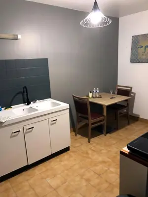 Cuisine ou kitchenette dans l'établissement Appartement LOGIS DU CHATEAU DES MARAIS - pour 2 à 3 PERSONNES