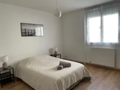 Un ou plusieurs lits dans un hébergement de l'établissement Appartement Spacieux Centre Gare Visitation