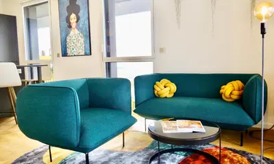 Coin salon dans l'établissement Chambre D'hôtes sur Île de Nantes