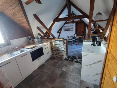 Cuisine ou kitchenette dans l'établissement Gîte Dagueloire