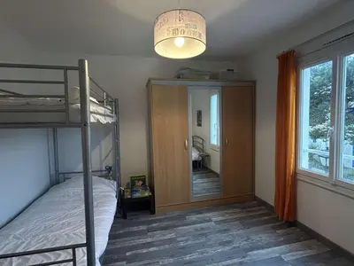 Un ou plusieurs lits dans un hébergement de l'établissement Appartement 3 pièces avec balcon, à 300m de la plage, La Guérinière - FR-1-224B-107