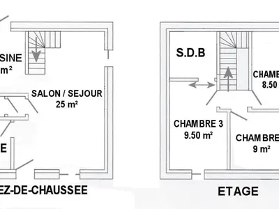 Plan de l'établissement Chaumière rénovée avec jardin clos, proche de Guérande et des plages, idéale pour familles - FR-1-306-860
