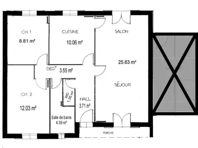 Plan de l'établissement Gîte indépendant avec jardin clos, au calme, près de La Baule et Nantes - FR-1-306-882