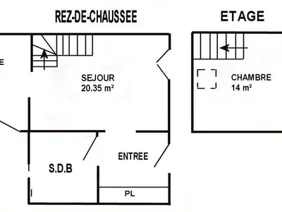 Plan de l'établissement Location saisonnière: Gîte cosy avec jardin clos, proche plages et parc de Brière, wifi inclus! - FR-1-306-892