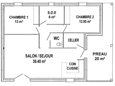 Plan de l'établissement Maison de charme à Pornic avec jardin, proche des plages et commerces, clim et wifi inclus - FR-1-306-1038